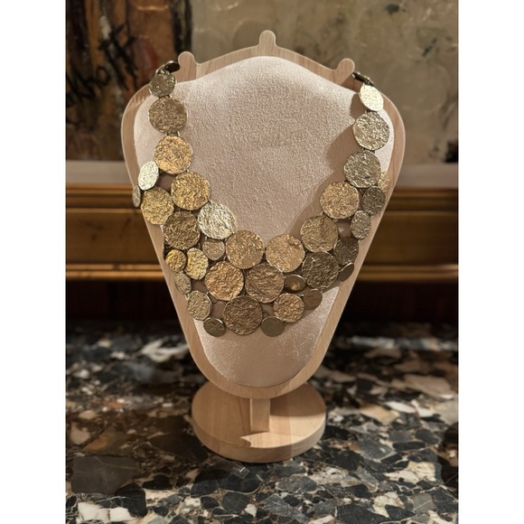 Banana Republic Jewelry - Banana Republic Gold-Tone Textured Disc Statement‎ Necklace Early 2000s